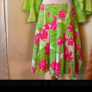 Lilly Pulitzer Tropical Lime & Pink Pleated Skirt